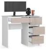 AKORD A-7 Számítógépasztal Laminált Fehér-Cappuccino Magasfényű 90 cm