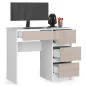 AKORD A-7 Számítógépasztal Laminált Fehér-Cappuccino Magasfényű 90 cm