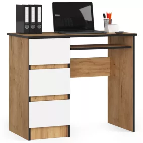   AKORD CLP A-6 Számítógépasztal Laminált Tölgy/Fehér Balkezes