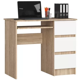   AKORD CLP A-6 Számítógépasztal Sonoma Tölgy Fehér Jobbos 90 cm