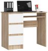AKORD CLP A-6 Számítógépasztal Sonoma Tölgy Fehér Bal Oldali 90cm