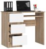 AKORD CLP A-6 Számítógépasztal Sonoma Tölgy Fehér Bal Oldali 90cm