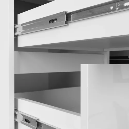 AKORD B20 Sarok Számítógépasztal Laminált Fehér Magasfényű 155 cm Bal