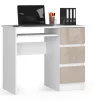 AKORD CLP A-6 Számítógépasztal Laminált Fehér-Cappuccino Magasfényű 3 Fiókos
