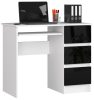 AKORD CLP A-6 Számítógépasztal Laminált Fehér-Fekete Magasfényű 90 cm