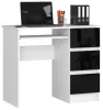 AKORD CLP A-6 Számítógépasztal Laminált Fehér-Fekete Magasfényű 90 cm
