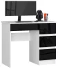 AKORD A-7 Kompakt Számítógépasztal Laminált Fehér-Fekete Magasfényű 90cm Jobbos