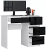 AKORD A-7 Kompakt Számítógépasztal Laminált Fehér-Fekete Magasfényű 90cm Jobbos