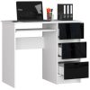 AKORD CLP A-6 Számítógépasztal Laminált Fehér-Fekete Magasfényű 90 cm