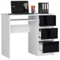   AKORD CLP A-6 Számítógépasztal Laminált Fehér-Fekete Magasfényű 90 cm