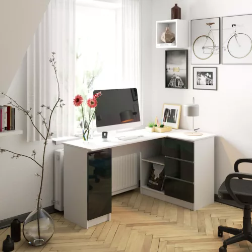 B20 SAROK ÍRÓASZTAL 155 cm JOBB GRAFIT FÉNYES