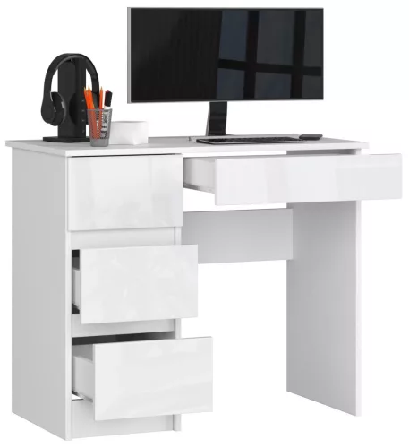 AKORD CLP A-7 Balkezes Íróasztal Magasfényű Fehér
