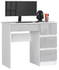 AKORD A-7 Számítógépasztal 90 cm Jobbos Fehér/Metál Magasfényű