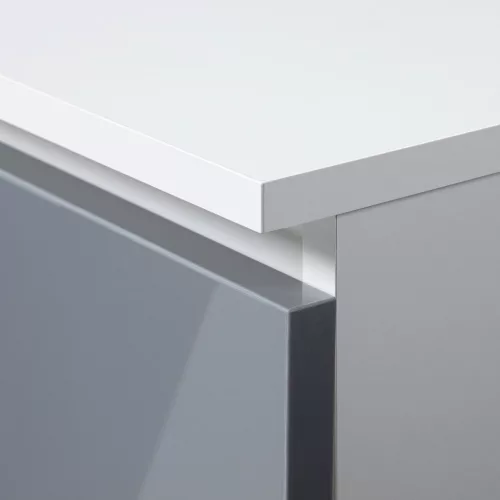 AKORD A-7 Számítógépasztal 90 cm Jobbos Fehér/Metál Magasfényű