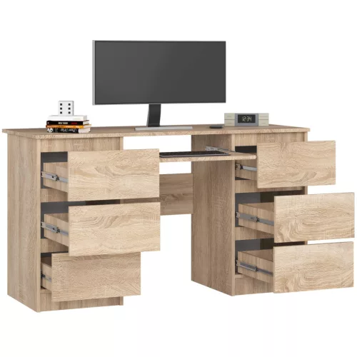AKORD CLP A-11 Számítógépasztal Laminált Sonoma Tölgy 6 Fiókos