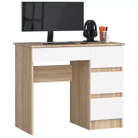   AKORD CLP A-7 Számítógépasztal Laminált Sonoma Tölgy Fehér Jobbos