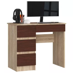 A-7 Számítógépasztal 90 cm Bal Sonoma / Wenge