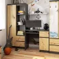   AKORD Piksel Kompakt Számítógépasztal Laminált Grafit Szürke/Artisan Tölgy Jobbos