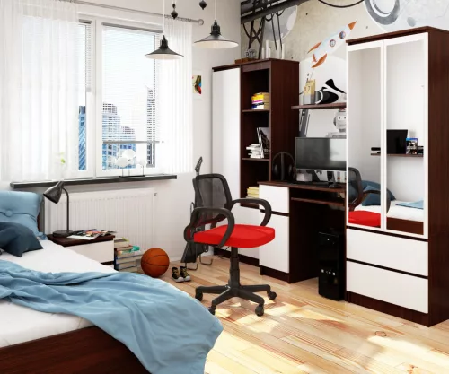 Számítógépasztal 90 cm Pixel Bal Wenge / Fehér