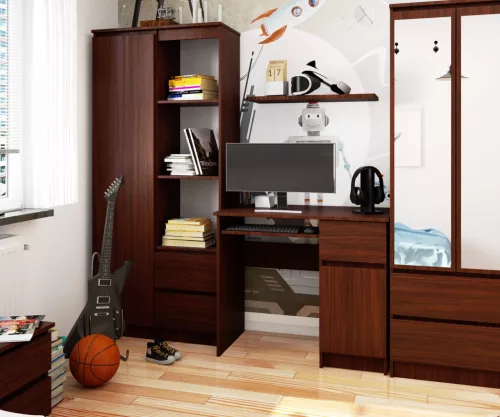 AKORD Piksel Jobbos Számítógépasztal Wenge Laminált 90cm