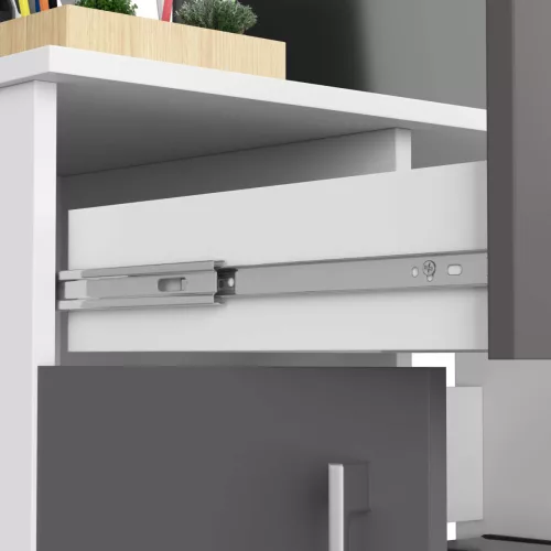 AKORD JAY Számítógépasztal Laminált Fehér-Szürke Kihúzható Billentyűzettartóval