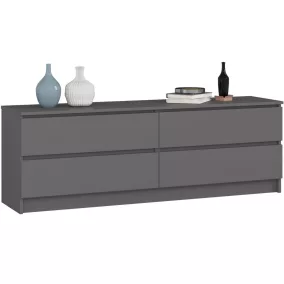 AKORD CLP K160 Komód Laminált Grafitszürke 4 Fiókos