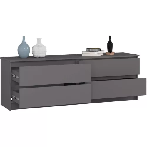 AKORD CLP K160 Komód Laminált Grafitszürke 4 Fiókos