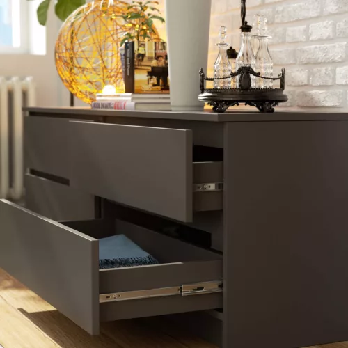 AKORD CLP K160 Komód Laminált Grafitszürke 4 Fiókos