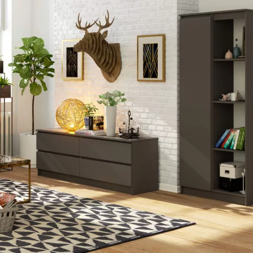 AKORD CLP K160 Komód Laminált Grafitszürke 4 Fiókos