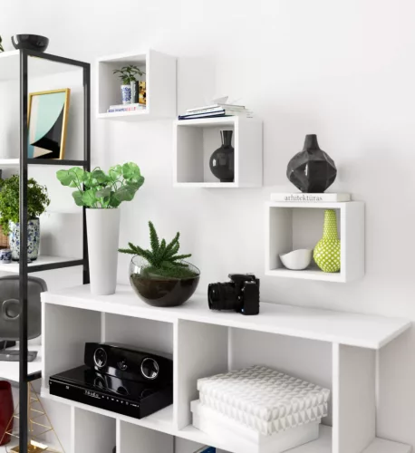 AKORD K Fali Polc Szett 25x25cm Fehér Laminált 3db