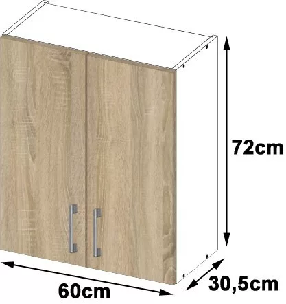 AKORD Lima W60 Faliszekrény Laminált Fehér-Sonoma Tölgy