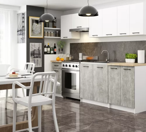AKORD Oliwia Mosogatószekrény Laminált Fehér-Beton Matt