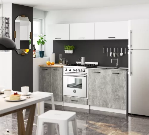 AKORD Oliwia Mosogatószekrény Laminált Fehér-Beton Matt