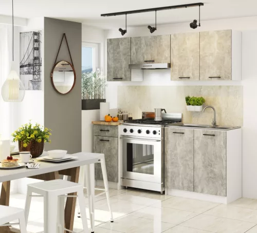 AKORD Oliwia W80 Fali Konyhaszekrény Laminált Fehér-Beton