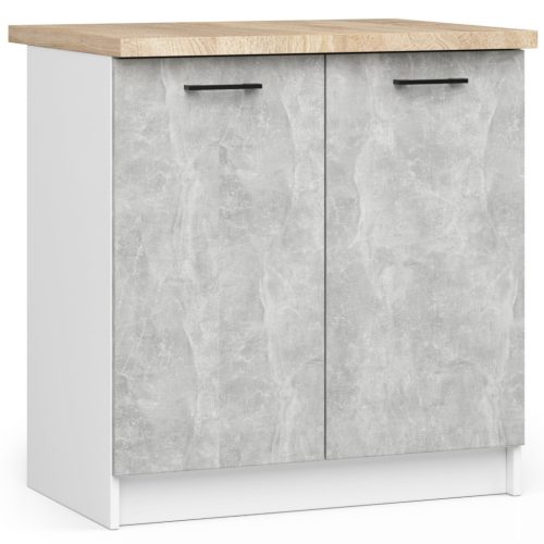 AKORD Oliwia 80 Konyhai Szekrény Fehér-Beton Laminált Munkalappal