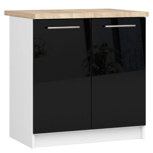 AKORD Oliwia S80 Konyhai Szekrény Laminált Fehér-Fekete Magasfényű