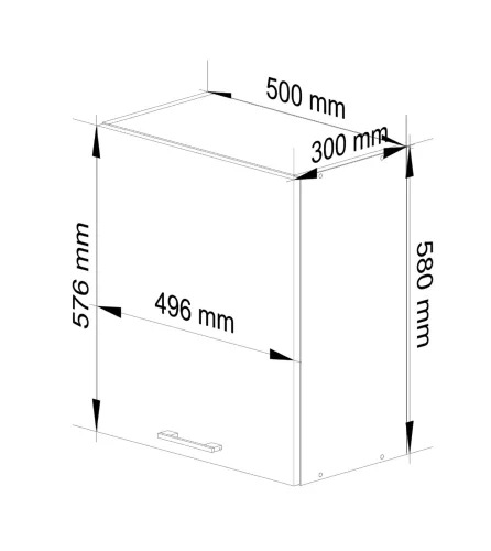 AKORD Oliwia Fali Konyhaszekrény Laminált Fehér-Grafit 58cm