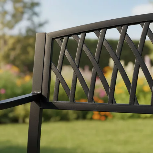 AKORD Arcadia ławka ogrodowa metal czarna ażurowe oparcie 127 cm