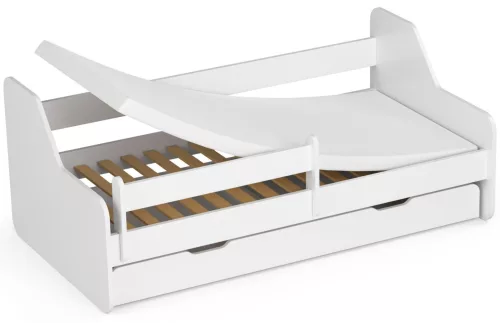 AKORD ACTIV 160x80 Gyerekágy Laminált Fehér Védőkorláttal