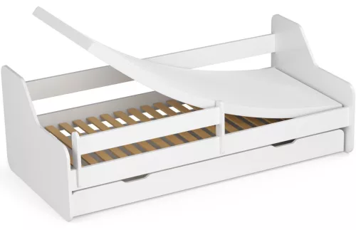 AKORD ACTIV 180x80 Gyerekágy Laminált Fehér Védőkorláttal