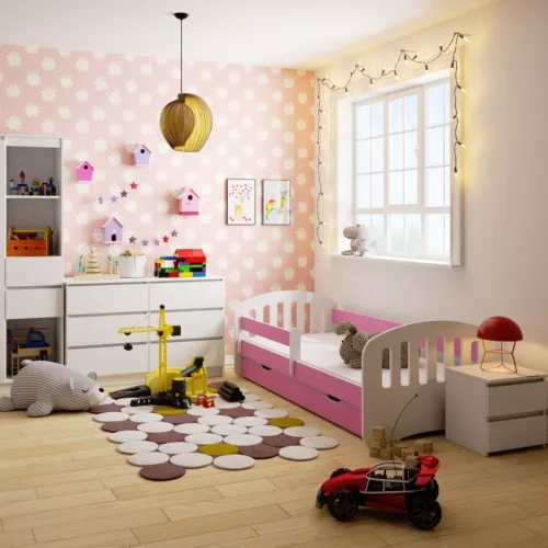 AKORD Play Gyerekágy 180x80 Rózsaszín Laminált Fiókos