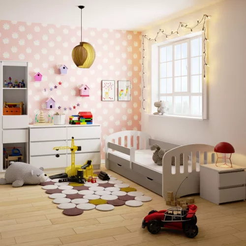 AKORD Play 180x80 Gyermekágy Laminált Szürke Matraccal