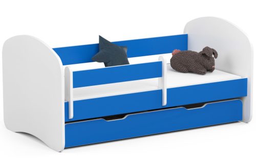 AKORD Smile 140x70 Gyerekágy Laminált Kék Védőkorláttal