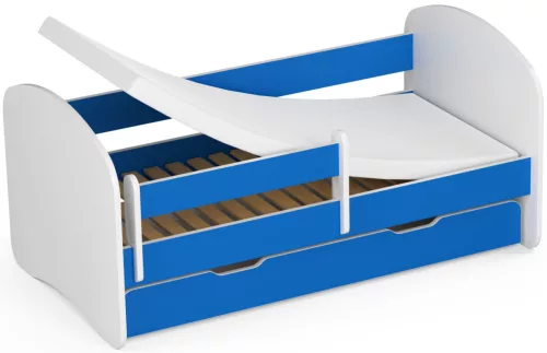 AKORD Smile 140x70 Gyerekágy Laminált Kék Védőkorláttal