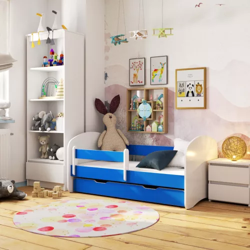 AKORD Smile 140x70 Gyerekágy Laminált Kék Védőkorláttal