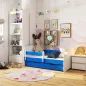   AKORD Smile 140x70 Gyerekágy Laminált Kék Védőkorláttal