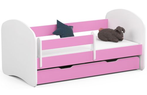 AKORD Smile Gyerekágy 140x70 Rózsaszín Laminált Védőkorláttal