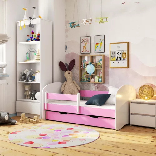 AKORD Smile Gyerekágy 140x70 Rózsaszín Laminált Védőkorláttal