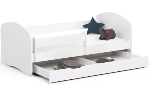 AKORD Smile 160x80 Gyerekágy Laminált Fehér Védőkorláttal