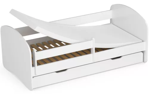 AKORD Smile 160x80 Gyerekágy Laminált Fehér Védőkorláttal